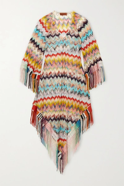 Shop Missoni Mare Fringed Crochet-knit Midi Dress
