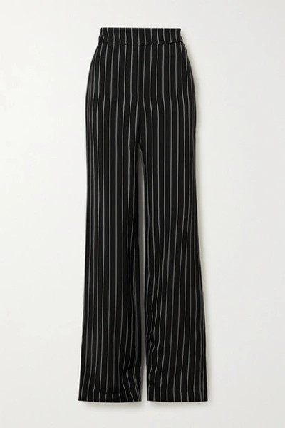 Shop Alexandre Vauthier Pinstriped Twill Wide-leg Pants In Black