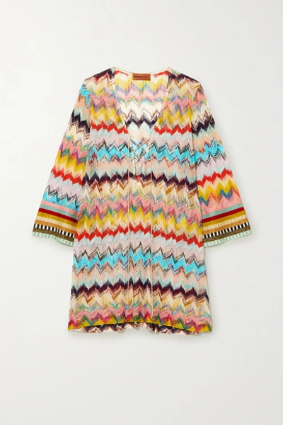 Shop Missoni Mare Lace-up Crochet-knit Kaftan