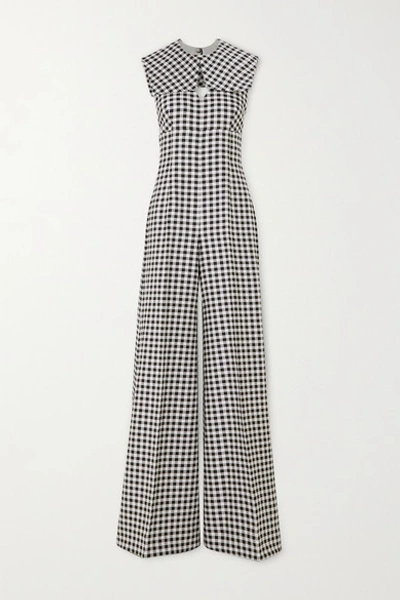 Shop Emilia Wickstead Anthea Open-back Gingham Woven Jumpsuit In Black