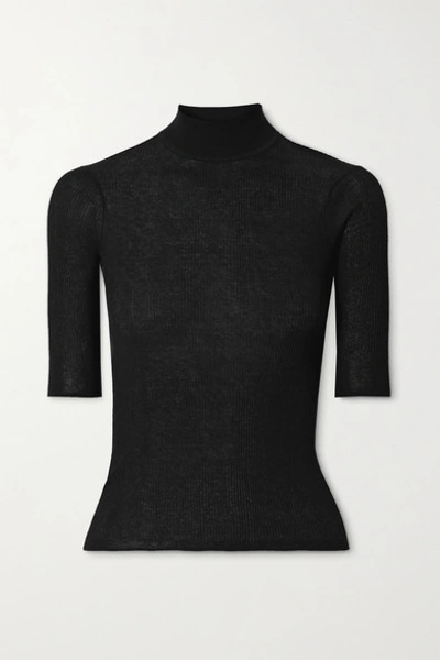 Shop Atm Anthony Thomas Melillo Ribbed-knit Top In Black