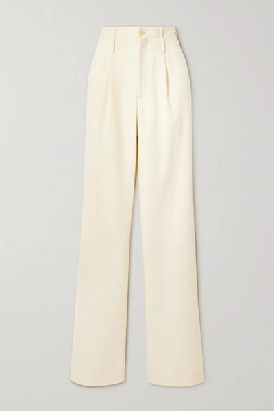 Shop Commission Pleated Wool-twill Straight-leg Pants In Cream