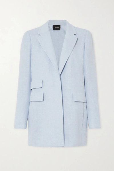Shop Akris Gereon Linen And Wool-blend Blazer In Blue