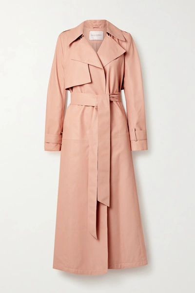 Shop Carolina Herrera Belted Leather Trench Coat In Blush