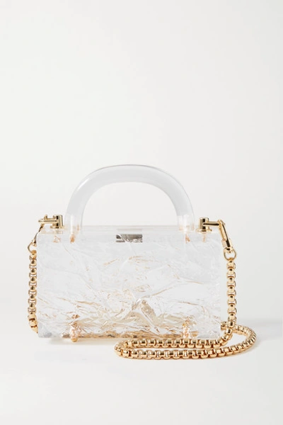 Shop L'afshar Leon Mini Textured-acrylic Tote In Clear