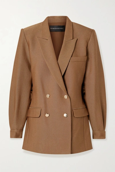 Shop Brandon Maxwell Double-breasted Wool And Silk-blend Twill Blazer In Light Brown