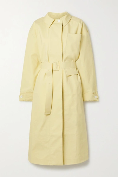 Shop Jacquemus Camiseto Belted Cotton Trench Coat In Pastel Yellow
