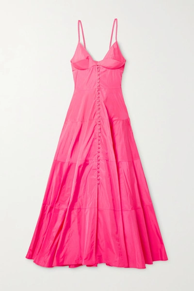Shop Jacquemus Manosque Tiered Taffeta Maxi Dress In Bright Pink