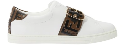 Shop Fendi Ff Sneakers In White/maya