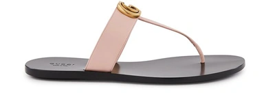 Shop Gucci Flat Marmont Sandals In Perfect Pink