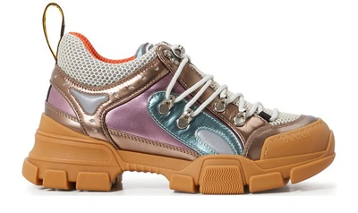 Shop Gucci Flashtrek Sneakers In Multi Beige
