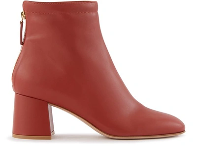Shop Gianvito Rossi Leather Ankle Boots In Crimson