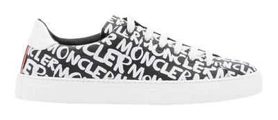 Shop Moncler Logo Sneakers In Black White