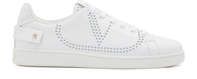 Shop Valentino Garavani - Net Feathers Sneakers In White