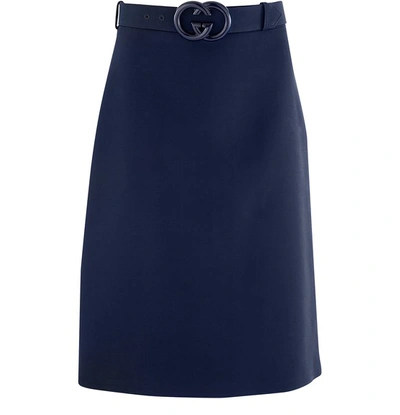 Shop Gucci Wool And Silk Skirt In Blue
