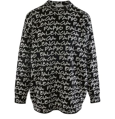 Shop Balenciaga Paris Woollen Sweatshirt In Black & White