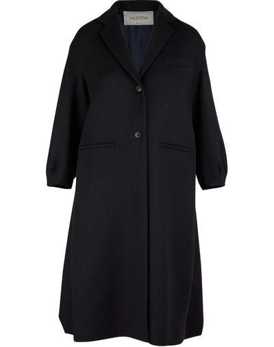 Shop Valentino Long Coat In Navy