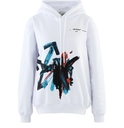 Shop Off-white Hooded Sweatshirt In White/blue