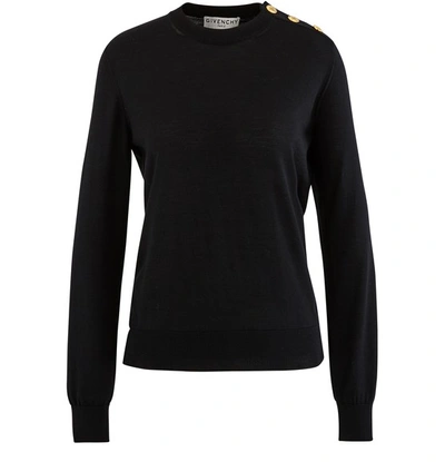 Shop Givenchy Round Neck Jumper With Buttons In Black