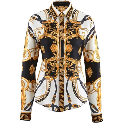 Shop Versace Silk Shirt In Bianco + Stampa