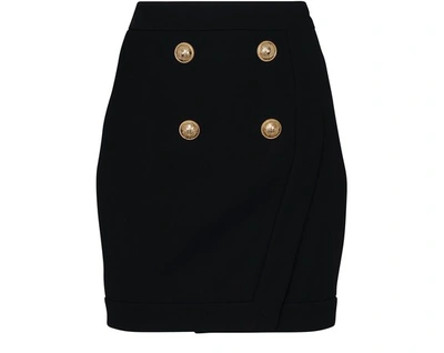 Shop Balmain Short Button Skirt In 0pa Noir