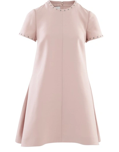 Shop Valentino Dress With Applied Rhinestones In Soft Pink
