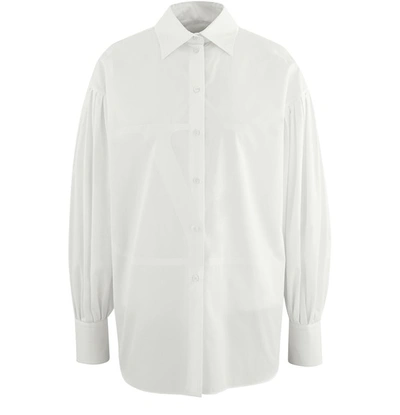 Shop Valentino Shirt With Voluminous Sleeves In Bianco Bianco