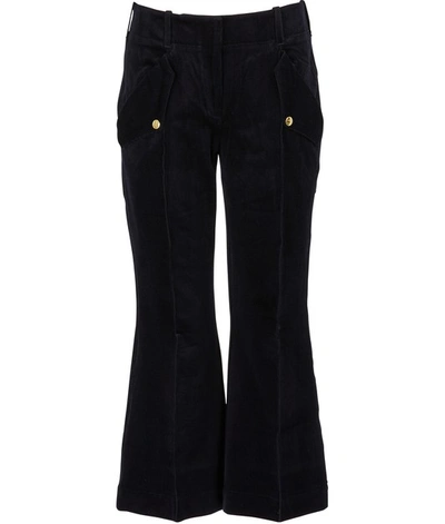 Shop Acne Studios Navy Blue Cropped Bootflare Pants With Pockets