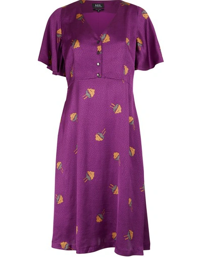 Shop Apc Lavinia Dress In Violet