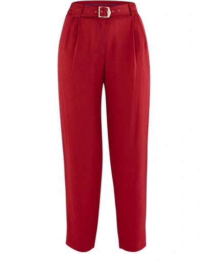 Shop Koché Belted Trousers In Reptile Jacquard Red