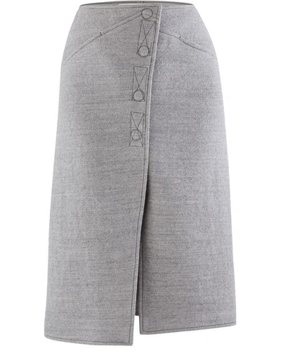 Shop Courrèges Wool Midi-skirt In Grey