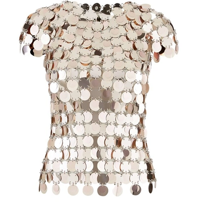 Shop Paco Rabanne Sequinned Top. In Pink Gold