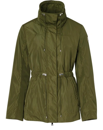 Moncler Ocre Drawstring Waist Short Jacket In Military Green