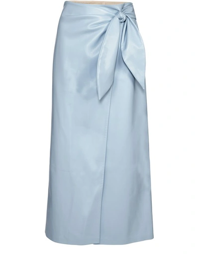 Shop Nanushka Vegan Leather Amas Skirt In Baby Blue