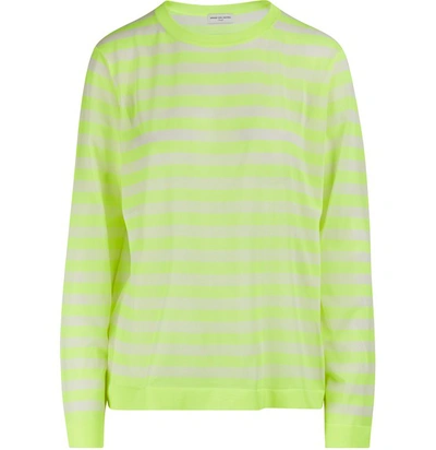 Shop Dries Van Noten Striped Sweater In Neon Yellow