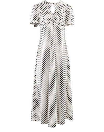 Shop Alexa Chung Long Polka Dot Dress In Ivory/navy Polkadot