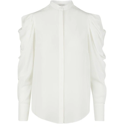 Shop Alexander Mcqueen Silk Shirt In 9007 Light Ivory
