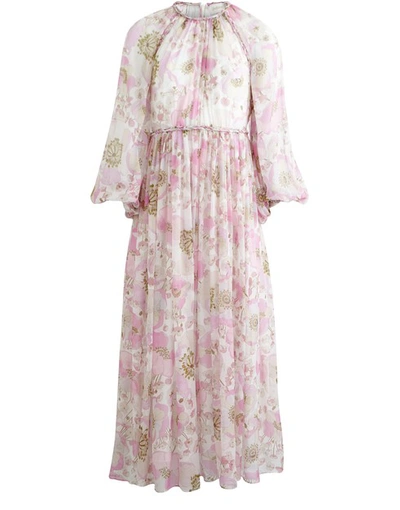 Shop Zimmermann Super Eight Silk Midi Dress In Pink Poppy