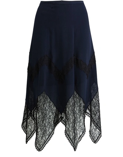 Shop See By Chloé Lace Skirt In Ink Navy