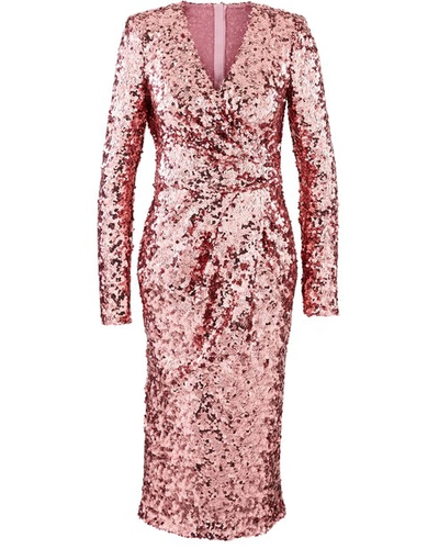 Shop Dolce & Gabbana Midi Dress In Pink 1