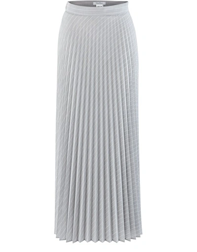 Shop Max Mara Long Skirt In Gessato Grigio Chiaroscuro/bianco