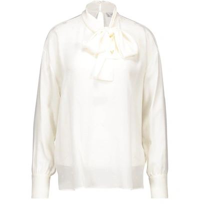 Shop Valentino Shirt With Tie Collar In Avorio