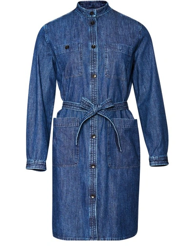 Shop Apc Corine Dress In Indigo Délavé