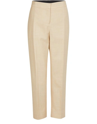 Shop Burberry Addison Straight Cut Trousers In Sesame