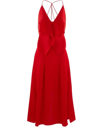 Shop Roland Mouret Tolima Sleeveless Dress In Crimson