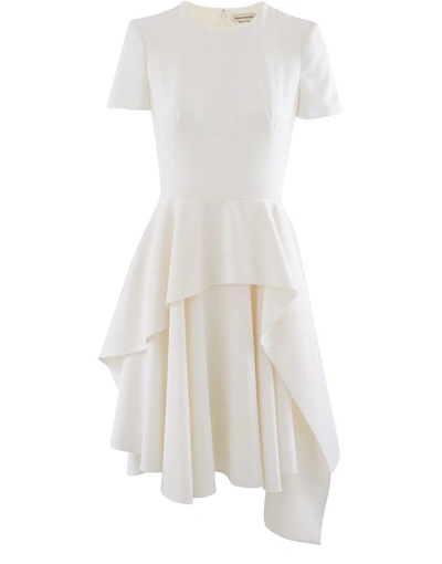 Shop Alexander Mcqueen Wool Dress In Soft White