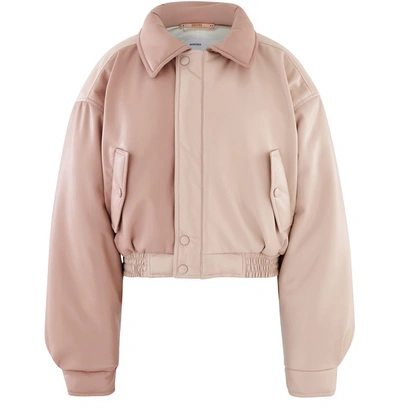 Shop Nanushka Bomi Jacket In Vegan Leather In Blush Patchwork