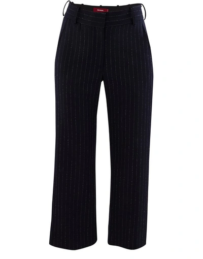 Shop Sies Marjan Bexley Wool Trousers In Navy Silver Pinstripe