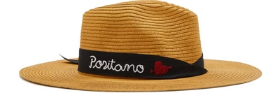 Shop Sensi Studio Embroidered Panama Hat In Beige/positano