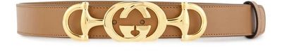 Shop Gucci Leather Belt In Beige